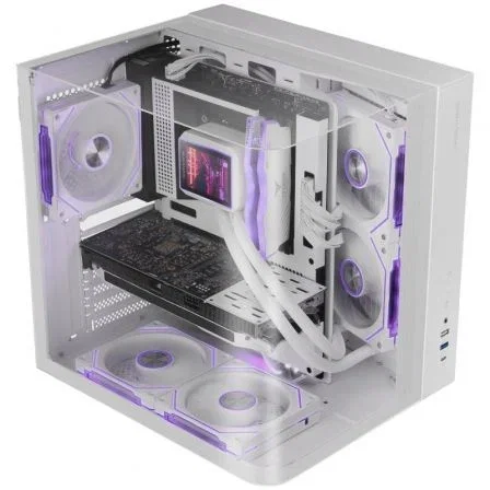 Mars Gaming MC-INFINIOLITE Caja Gaming ATX Semitorre Blanca - Diseño Infinity de Cristal Templado Curvado, Estructura Doble Cámara, Compatible con Refrigeración Líquida 240mm